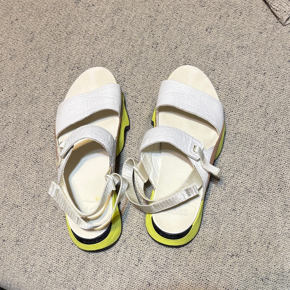Sorel White and Yellow Sandals